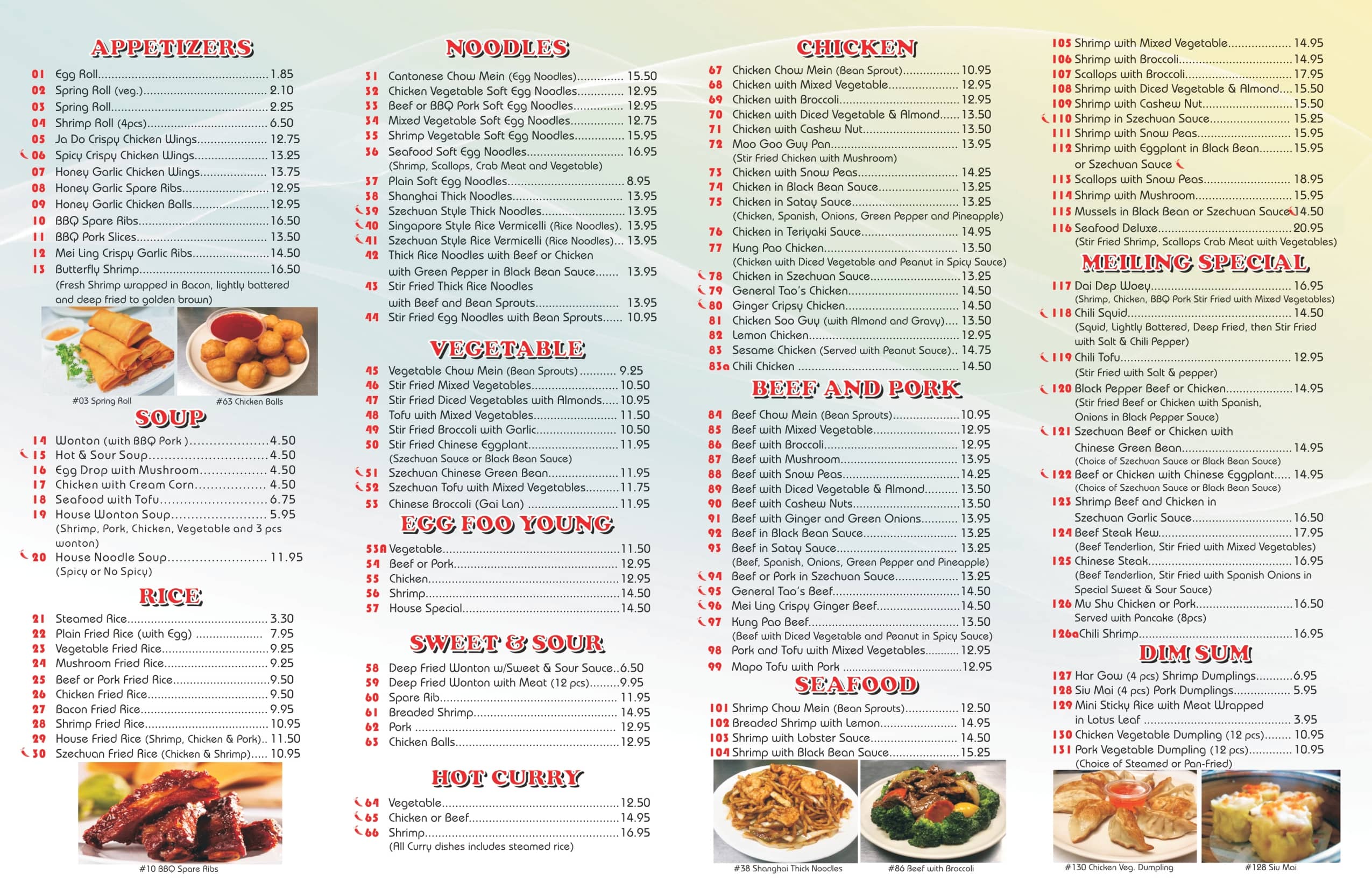 Grand chinese restaurant menu
